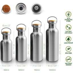 Bambaw Thermosflasche aus Edelstahl 1000 ml - Natural Steel