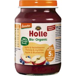 Holle Bio otroška hrana - jabolko in borovnice - 190 g