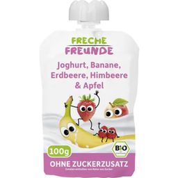 Bolsita de Fruta Bio - Yogur, Plátano, Fresa, Frambuesa y Manzana - 100 g