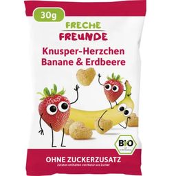 Freche Freunde Bio křupavá srdíčka s banánem a jahodami - 30 g