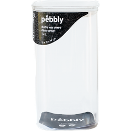 Pebbly Storage Container with Glass Lid, Square - 1400 ml