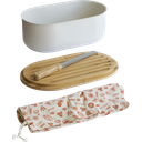 Bread Bin with Cutting Board, Knife & Bag - Cream - 1 Pc.