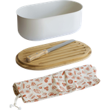 Bread Bin with Cutting Board, Knife & Bag - Cream