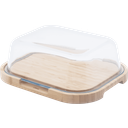 Pebbly Bamboo Cheese Board with Glass Lid, M - 1 Pc.