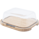 Pebbly Bamboo Cheese Board with Glass Lid, M