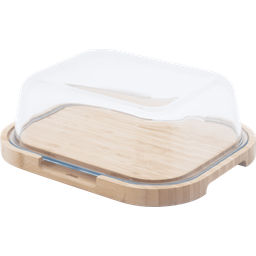 Pebbly Bamboo Cheese Board with Glass Lid, M - 1 Pc.