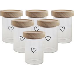 Mini Barattoli Portaoggetti,  10 cm - Set da 6 - Cuore