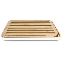 Pebbly Cutting Board - White/Bamboo - 1 Pc.