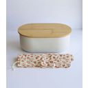 Bread Bin with Cutting Board, Knife & Bag - Cream - 1 Pc.