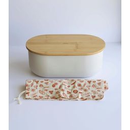 Bread Bin with Cutting Board, Knife & Bag - Cream - 1 Pc.