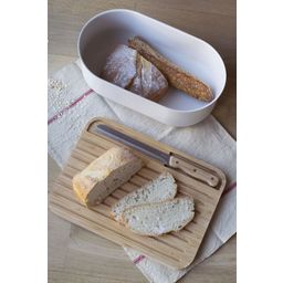 Bread Bin with Cutting Board, Nnife & Bag - Cream - 1 Pc.